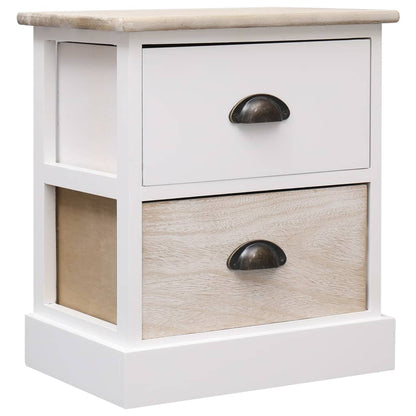 Nachttische 2 Stk. Weiß und Natur 38×28×45 cm Paulownia-Holz