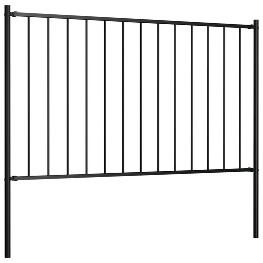 Zaunelement mit Pfosten Pulverbeschichteter Stahl 1,81x0,75 m Schwarz