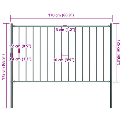 Zaunelement mit Pfosten Pulverbeschichteter Stahl 1,81x1,25 m Anthrazit