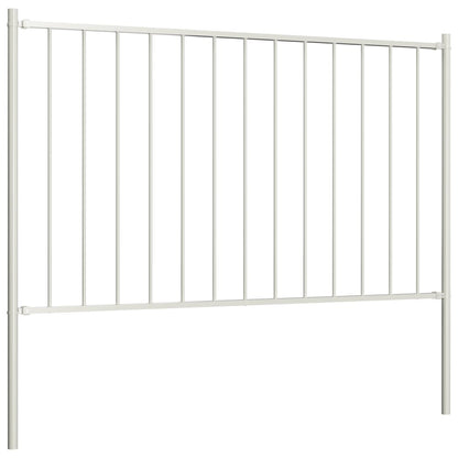 Zaunelement mit Pfosten Pulverbeschichteter Stahl 1,81x0,75 m Weiß