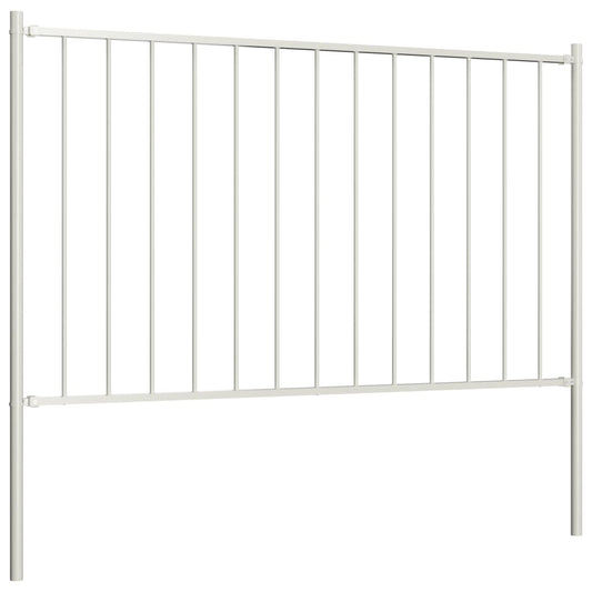 Zaunelement mit Pfosten Pulverbeschichteter Stahl 1,81x0,75 m Weiß