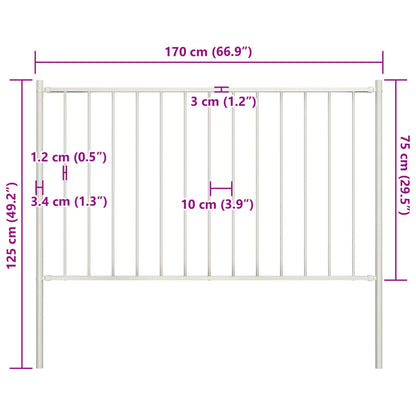 Zaunelement mit Pfosten Pulverbeschichteter Stahl 1,81x0,75 m Weiß