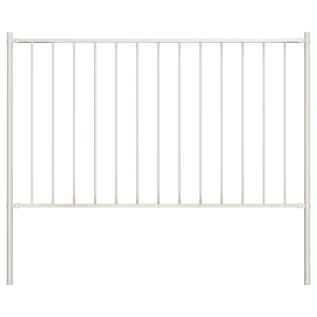 Zaunelement mit Pfosten Pulverbeschichteter Stahl 1,81x1,25 m Weiß