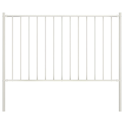 Zaunelement mit Pfosten Pulverbeschichteter Stahl 1,81x1,25 m Weiß