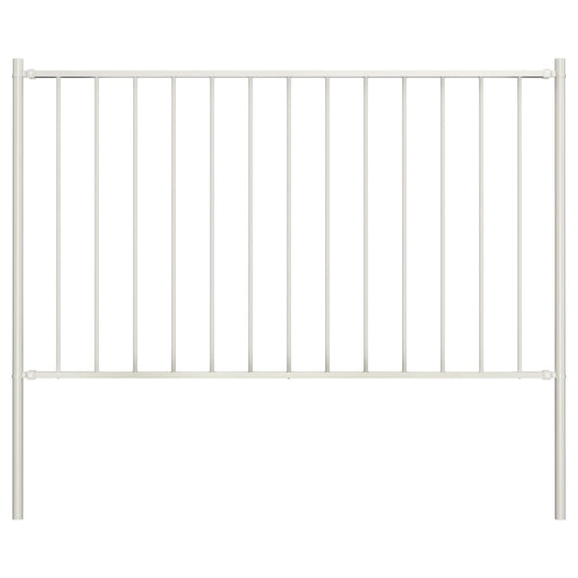 Zaunelement mit Pfosten Pulverbeschichteter Stahl 1,81x1,25 m Weiß