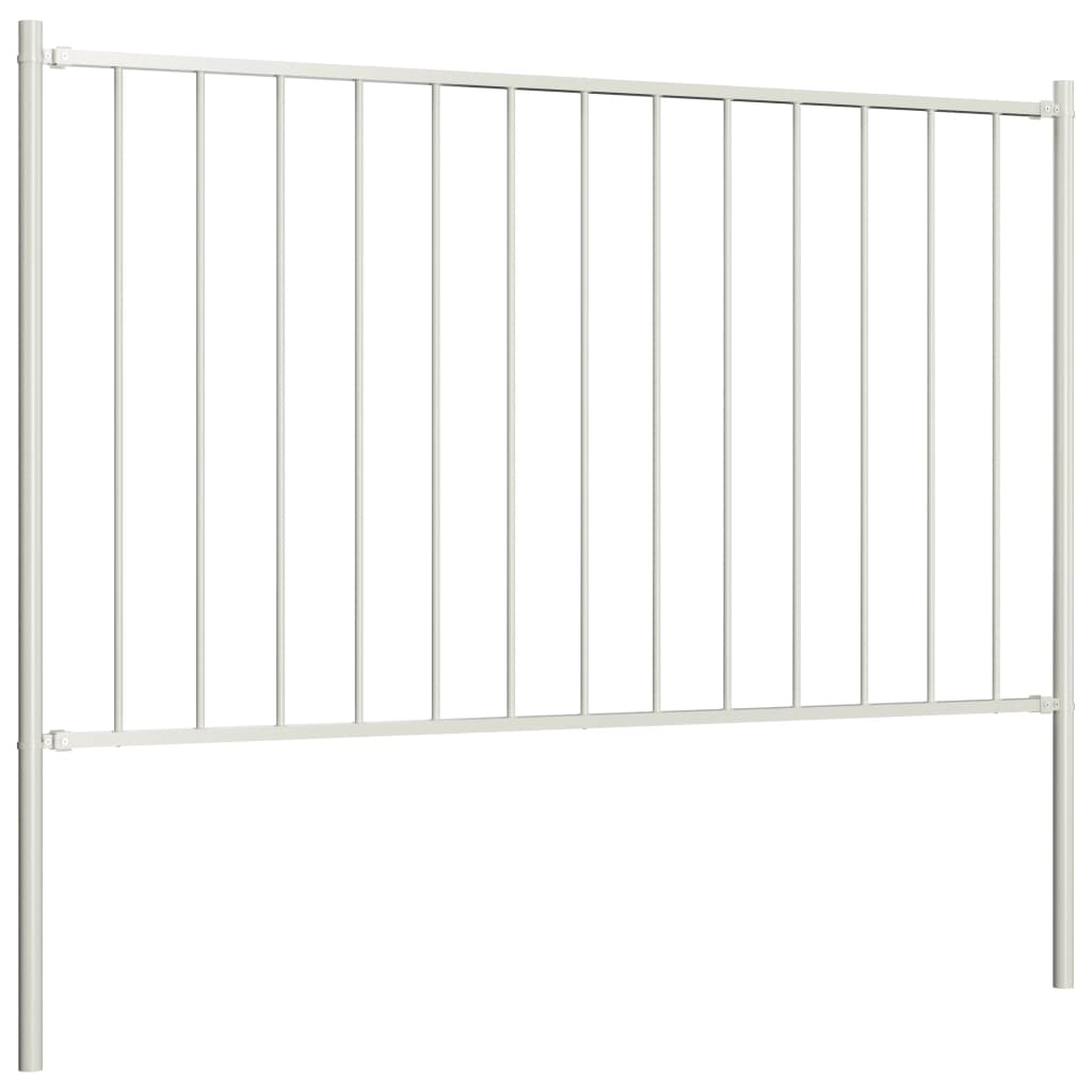 Zaunelement mit Pfosten Pulverbeschichteter Stahl 1,81x1,25 m Weiß