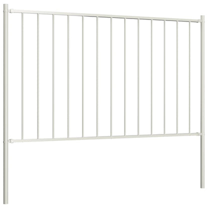 Zaunelement mit Pfosten Pulverbeschichteter Stahl 1,81x1,25 m Weiß
