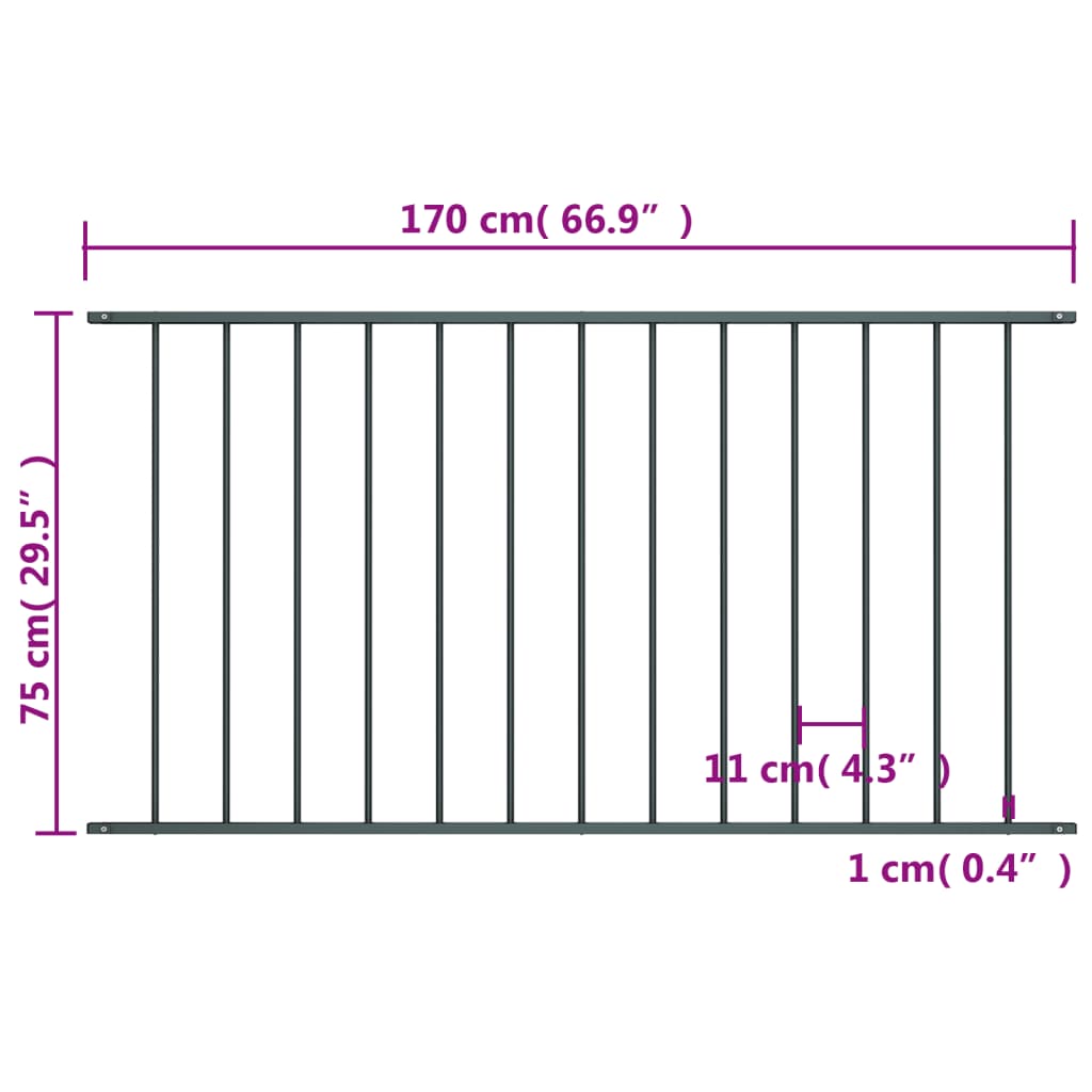 Zaunelement Pulverbeschichteter Stahl 1,7x0,75 m Anthrazit
