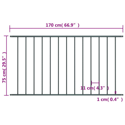Zaunelement Pulverbeschichteter Stahl 1,7x0,75 m Anthrazit