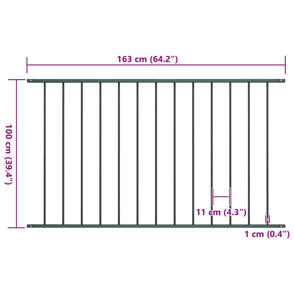 Zaunelement Pulverbeschichteter Stahl 1,7x1 m Anthrazit