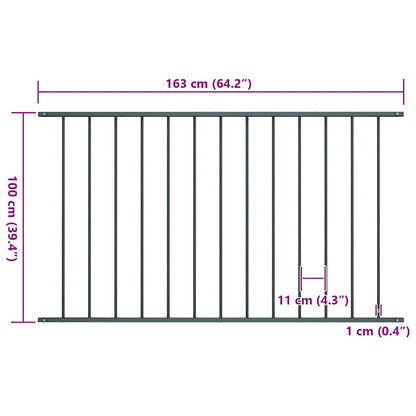 Zaunelement Pulverbeschichteter Stahl 1,7x1 m Anthrazit