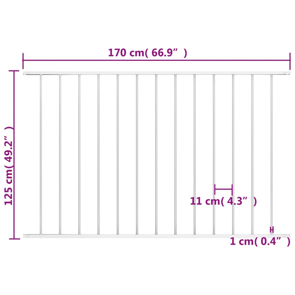 Zaunelement Pulverbeschichteter Stahl 1,7x1,25 m Weiß