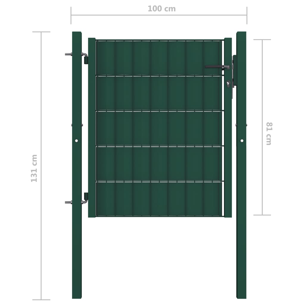 Hegnslåg PVC og Stål 100x81 cm Grøn