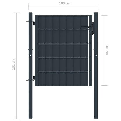 Hegnslåg PVC og Stål 100x101 cm Antracit