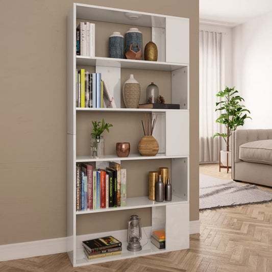 Bücherregal/Raumteiler Hochglanz-Weiß 80x24x159 cm