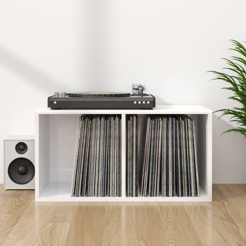 Schallplatten-Aufbewahrungsbox Hochglanz-Weiß 71x34x36 cm