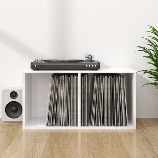 Schallplatten-Aufbewahrungsbox Hochglanz-Weiß 71x34x36 cm