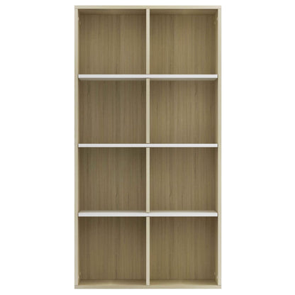 Bücherregal/Sideboard Weiß Sonoma-Eiche 66×30×130 cm