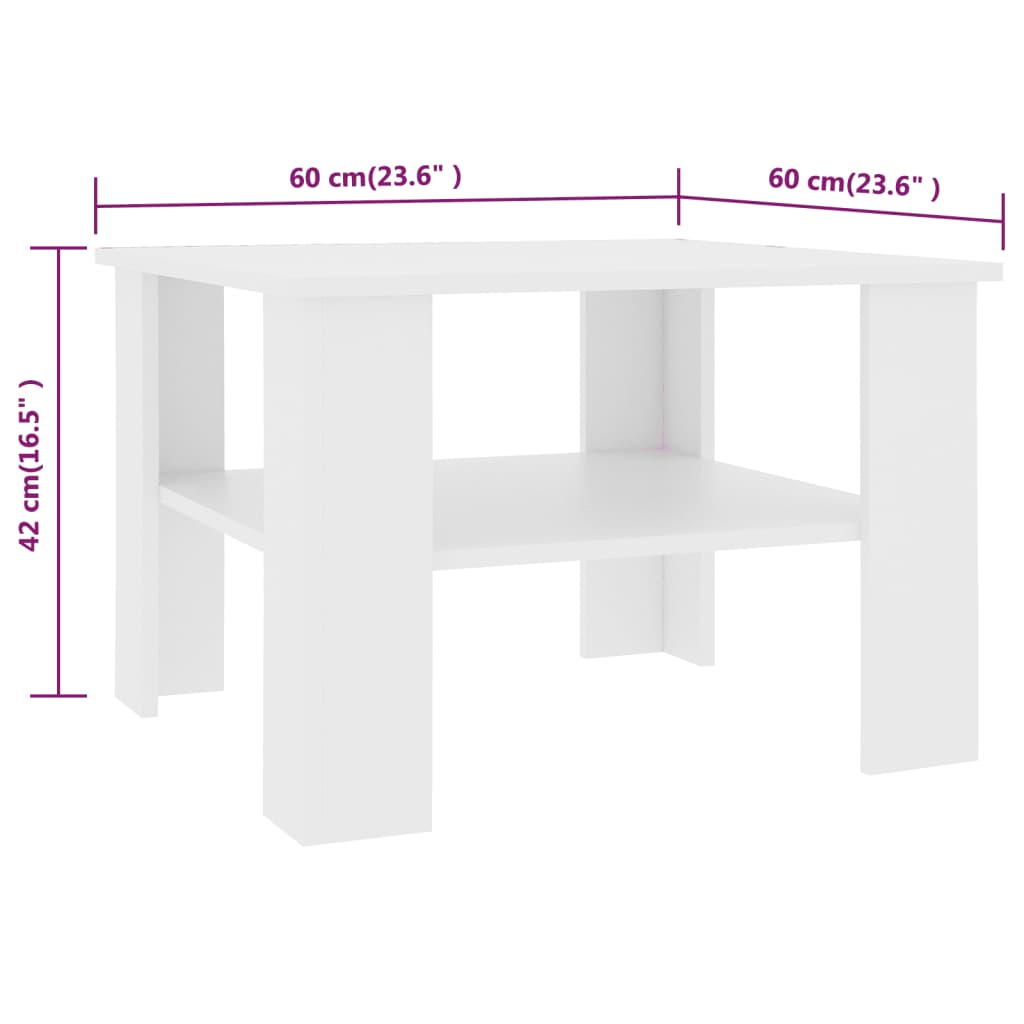 Sofabord Hvid 60x60x42 cm Træ Materiale