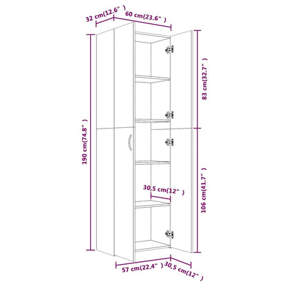 Büroschrank Sonoma-Eiche 60x32x190 cm Holzwerkstoff