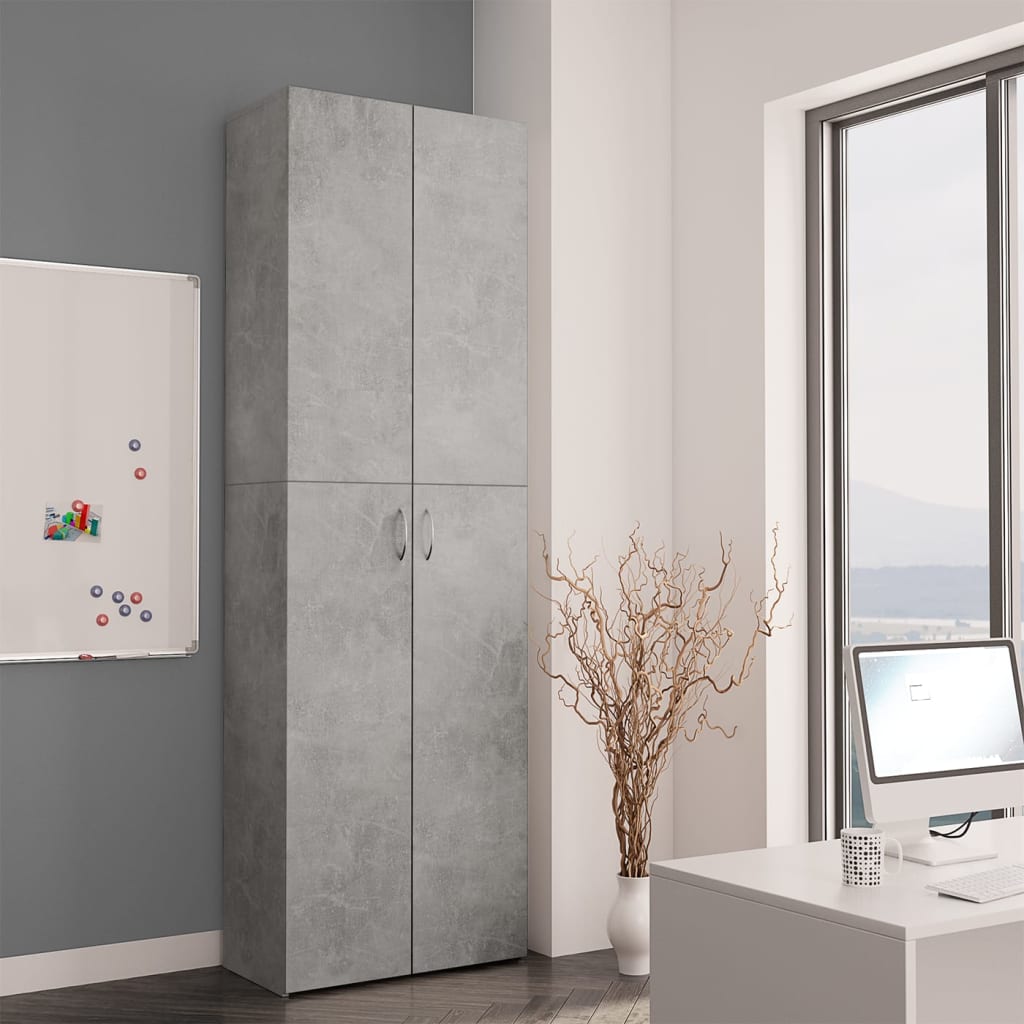 Kontorskab Beton Grå 60x32x190 cm Træ Materiale