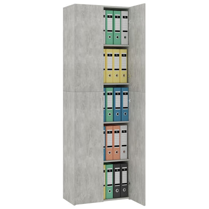 Kontorskab Beton Grå 60x32x190 cm Træ Materiale