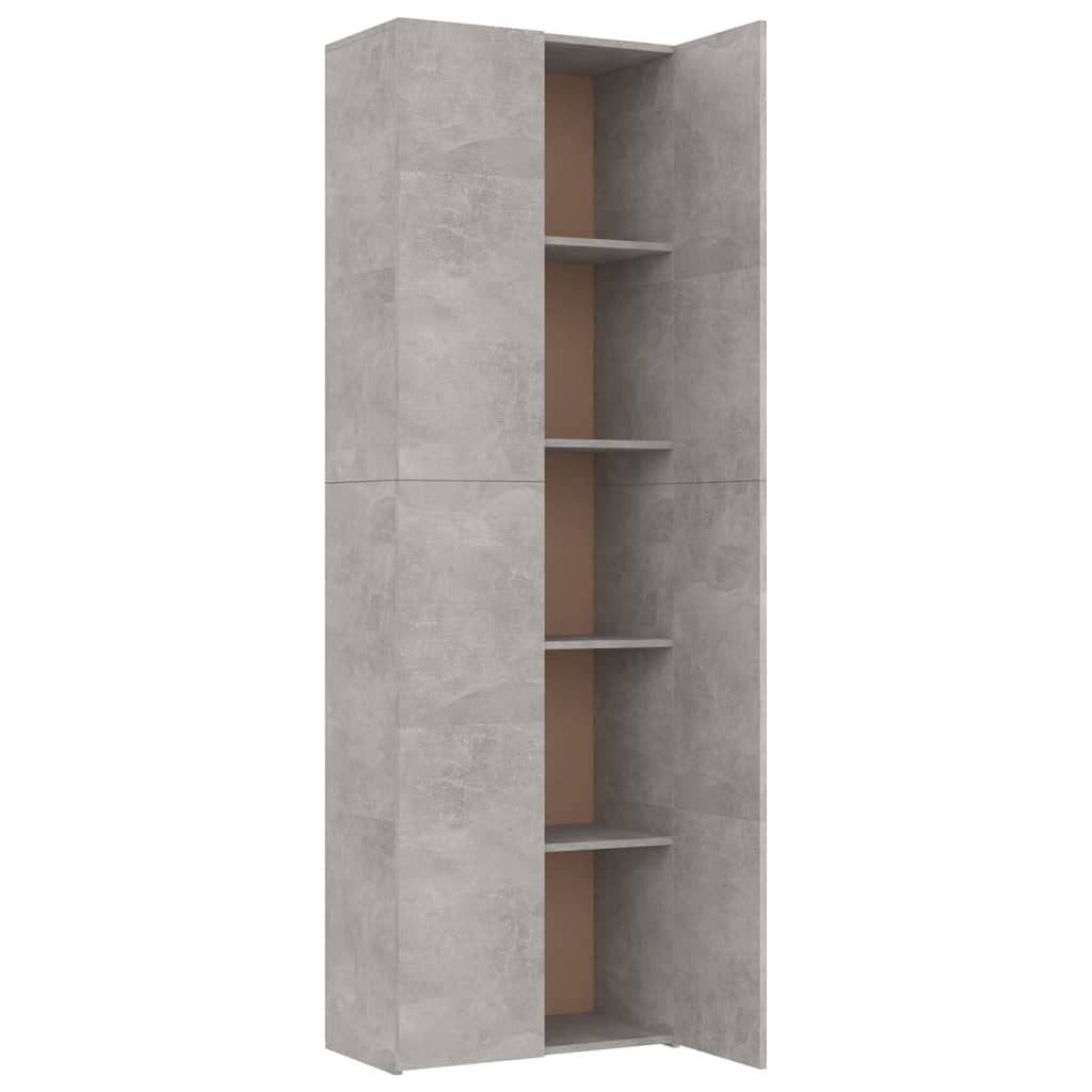 Kontorskab Beton Grå 60x32x190 cm Træ Materiale