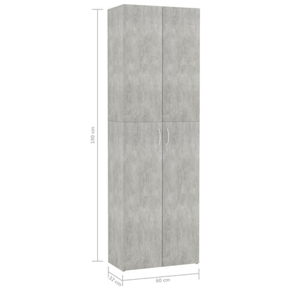 Kontorskab Beton Grå 60x32x190 cm Træ Materiale