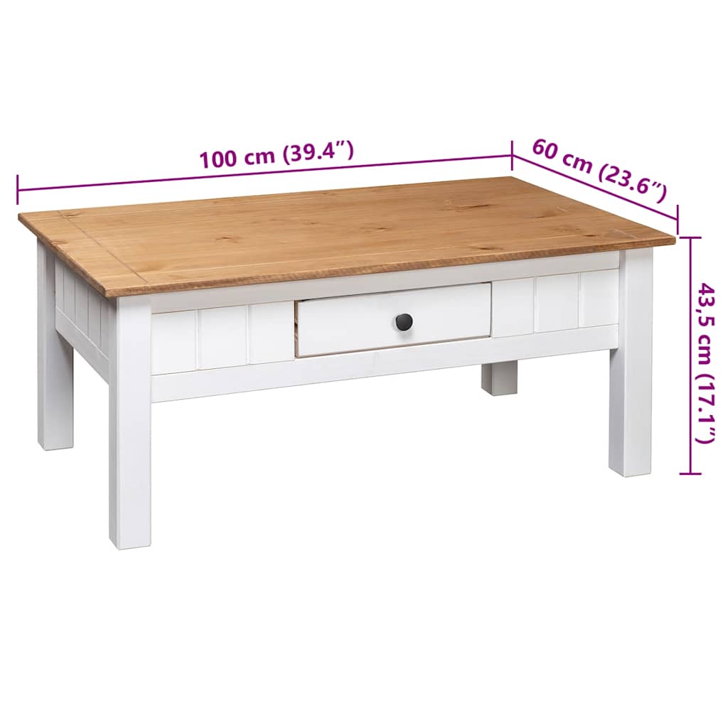 Couchtisch Weiß 100x60x45 cm Massivholz Panama-Kiefer