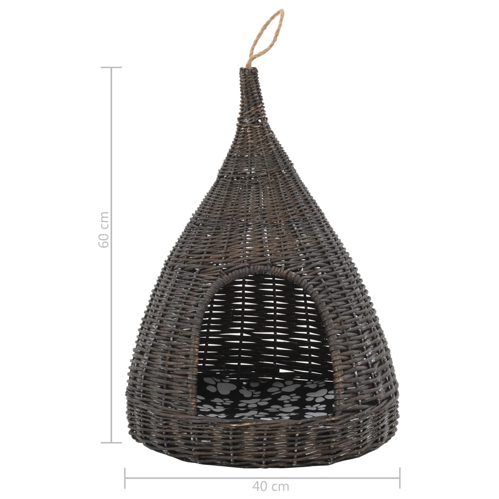 Kattehus med Pude Grå 40x60 cm Natur Pil Tipi