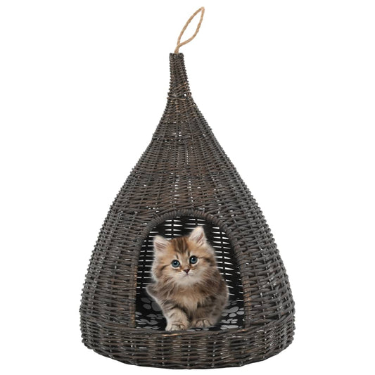 Kattehus med Pude Grå 40x60 cm Natur Pil Tipi