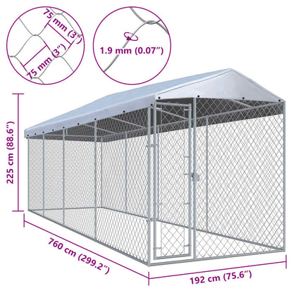 Outdoor-Hundezwinger mit Überdachung 760x190x225 cm