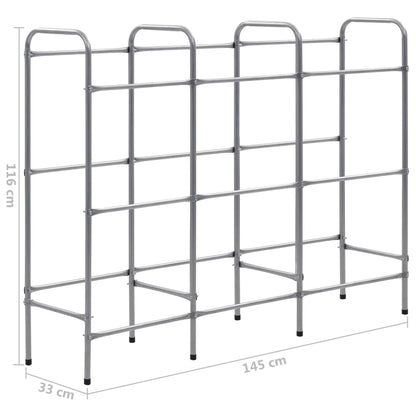Kistenregal für 9 Kisten Silbern 145x33x116 cm Stahl