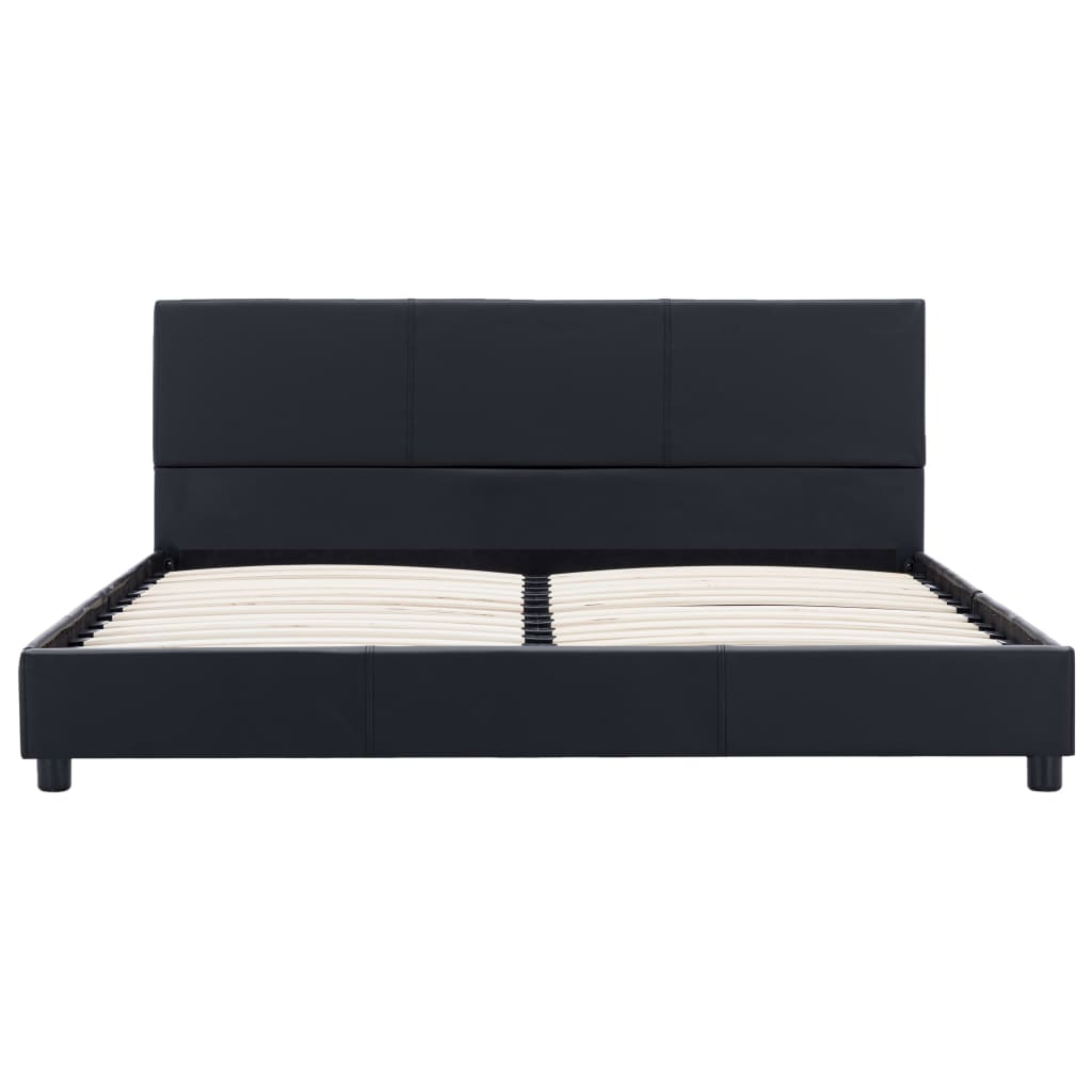 Bettgestell Schwarz Kunstleder 160x200 cm