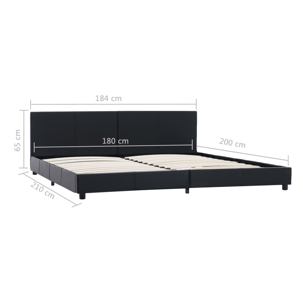 Bettgestell Schwarz Kunstleder 180x200 cm