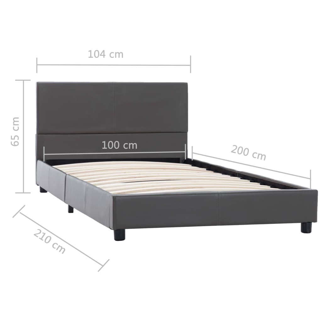 Bettgestell Grau Kunstleder 100x200 cm