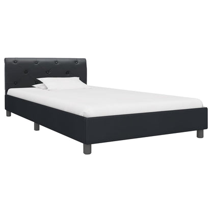 Bettgestell Schwarz Kunstleder 90 x 200 cm