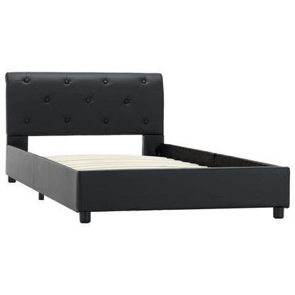 Bettgestell Schwarz Kunstleder 90 x 200 cm