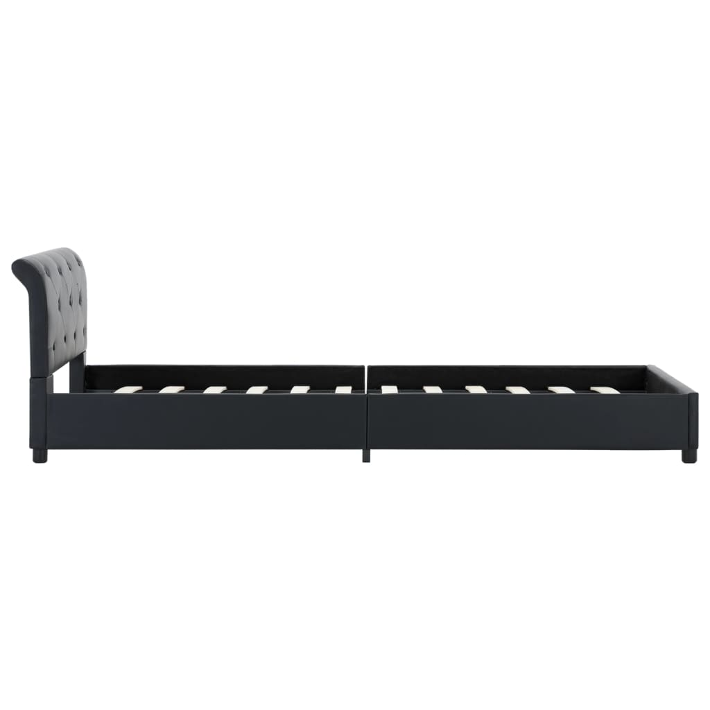 Bettgestell Schwarz Kunstleder 90 x 200 cm