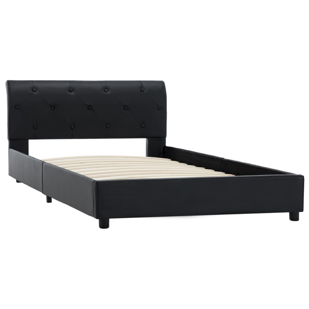 Bettgestell Schwarz Kunstleder 100 × 200 cm