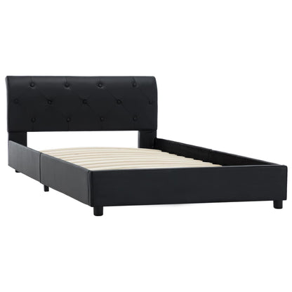 Bettgestell Schwarz Kunstleder 100 × 200 cm