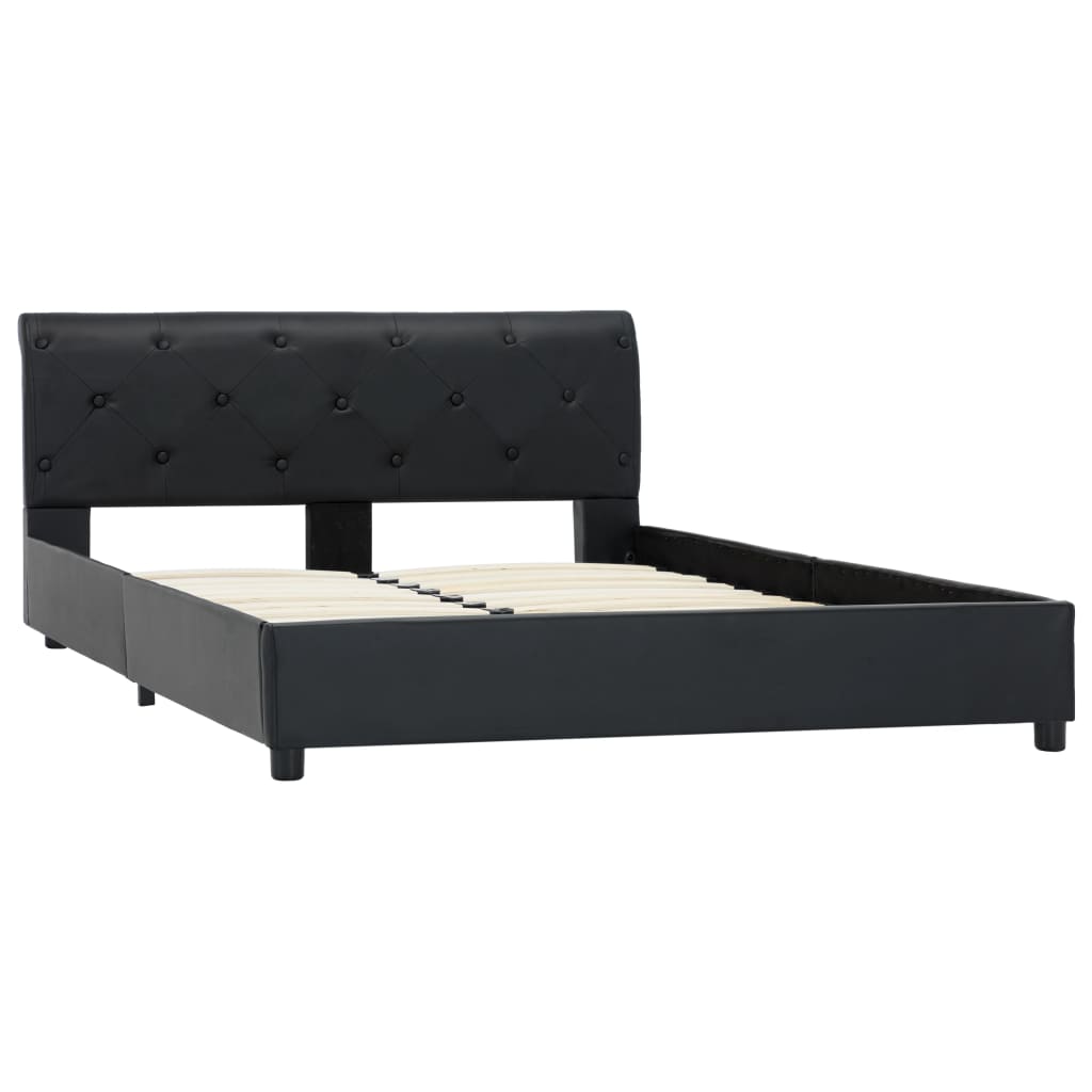 Bettgestell Schwarz Kunstleder 120 x 200 cm