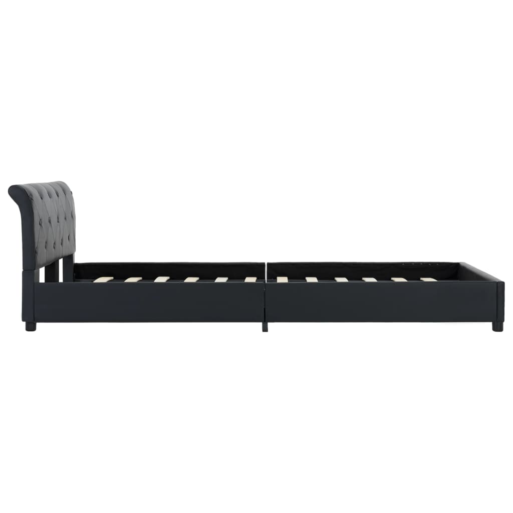 Bettgestell Schwarz Kunstleder 120 x 200 cm