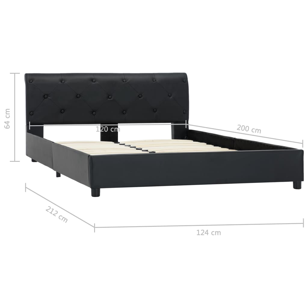 Bettgestell Schwarz Kunstleder 120 x 200 cm