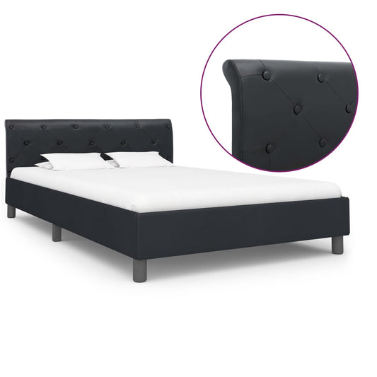 Bettgestell Schwarz Kunstleder 140 × 200 cm