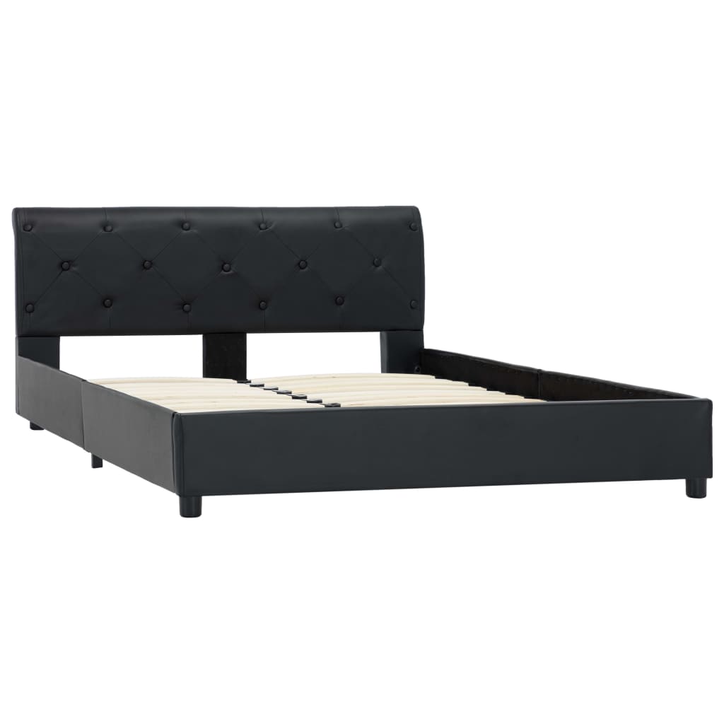 Bettgestell Schwarz Kunstleder 140 × 200 cm