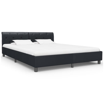 Bettgestell Schwarz Kunstleder 160 × 200 cm