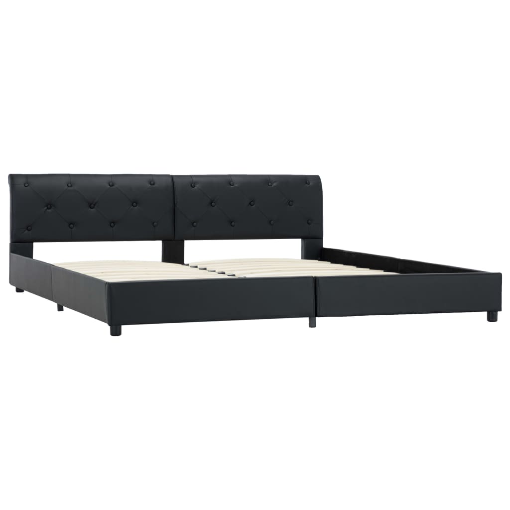 Bettgestell Schwarz Kunstleder 180 × 200 cm