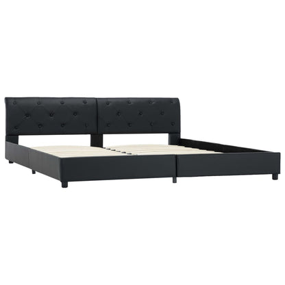 Bettgestell Schwarz Kunstleder 180 × 200 cm