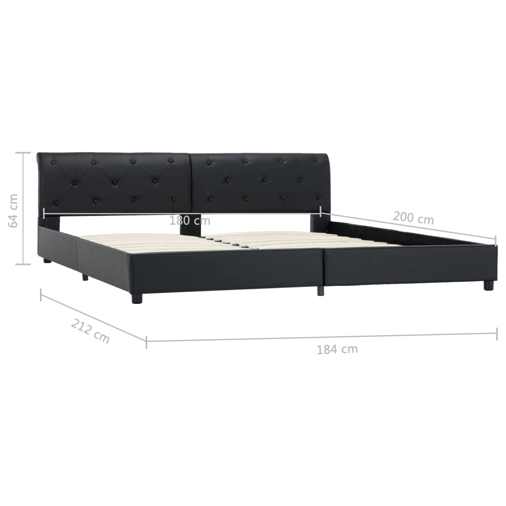 Bettgestell Schwarz Kunstleder 180 × 200 cm